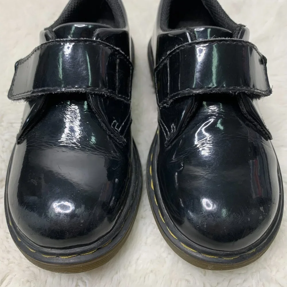 Dr Martens KAMRON T Kid's Black Patent Leather Shoes Size US 9/ EURO 26
